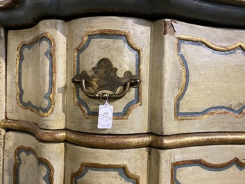 A Swedish polychrome wooden commode with four drawers, 19th C.