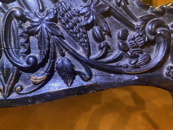 An Anglo-Indian colonial carved wooden sofa with two matching chairs, late 19th C.