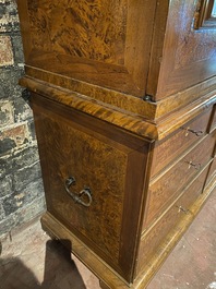 A Dutch mahogany and rootwood veneer cabinet, The Netherlands, 19th C.