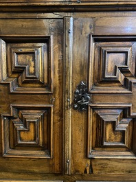 An English Jacobean-style four-door cabinet, 19th C.