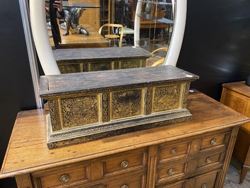 A large rectangular partly gilt wooden stand, Thailand, 19th C.