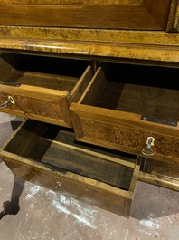 A Dutch mahogany and rootwood veneer cabinet, The Netherlands, 19th C.