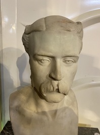 Henry Hugh Armstead (1828-1905): Witmarmeren buste van een man van stand, gedateerd 1874