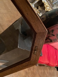 A French marquetry table display mounted with Wedgwood plaques, 2nd half 19th C.