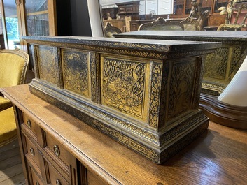 A large rectangular partly gilt wooden stand, Thailand, 19th C.