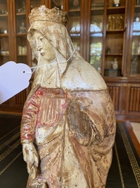 A polychrome wooden figure of Elizabeth of Hungary, late 16th C.