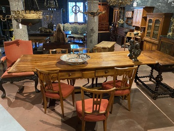 A South German walnut refectory table, 18th C.