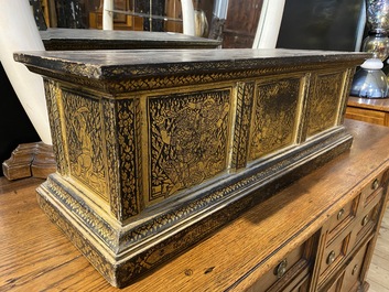 A large rectangular partly gilt wooden stand, Thailand, 19th C.