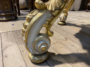 An Italian polychrome and gilt wooden baroque-style table, 19th C.