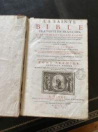 Antoine de Vitre, '&lsquo;La sainte bible traduite en Fran&ccedil;ois, le latin de la vulgate &agrave; c&ocirc;t&eacute;...', 2 vol., Luik, 1701
