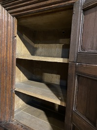 A gothic oak two-door cupboard with linenfold panels, Northern Germany, 16th C.