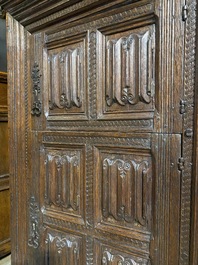 A gothic oak two-door cupboard with linenfold panels, Northern Germany, 16th C.