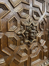A Flemish wooden renaissance five-door cupboard, 17th C.