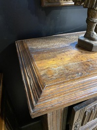 A gothic oak two-door cupboard with linenfold panels, Northern Germany, 16th C.