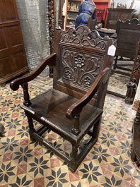 An English oak armchair, early 18th C.