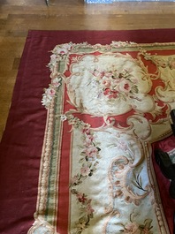 A large French Aubusson rug with floral design, 19th C.