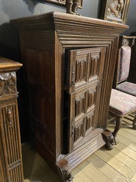 A gothic oak two-door cupboard with linenfold panels, Northern Germany, 16th C.