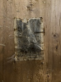 A German polychrome pine single-door cupboard, 18/19th C.