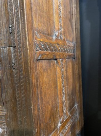 A gothic oak two-door cupboard with linenfold panels, Northern Germany, 16th C.