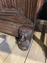 A gothic oak two-door cupboard with linenfold panels, Northern Germany, 16th C.