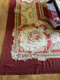 A large French Aubusson rug with floral design, 19th C.