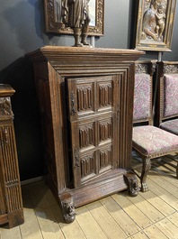 A gothic oak two-door cupboard with linenfold panels, Northern Germany, 16th C.
