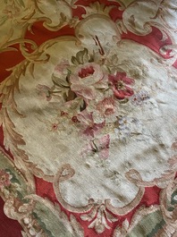 A large French Aubusson rug with floral design, 19th C.