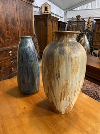 Vier polychroom geglazuurde vazen in steengoed, w.o. Roger Gu&eacute;rin en Edgard Aubry, 20e eeuw