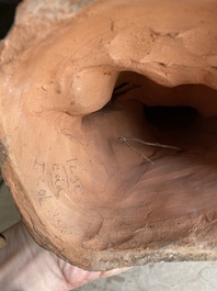 Paire de figures en terre cuite polychrom&eacute;e et dor&eacute;e d'un couple de musiciens mauresques, Italie, 18/19&egrave;me