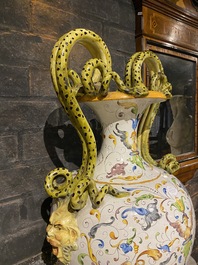 A very large polychrome Italian maiolica vase, 1st half 20th C.