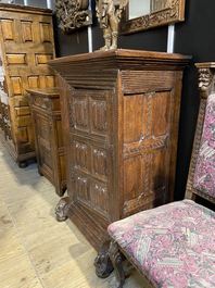 A gothic oak two-door cupboard with linenfold panels, Northern Germany, 16th C.