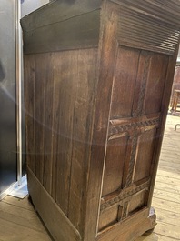 A gothic oak two-door cupboard with linenfold panels, Northern Germany, 16th C.