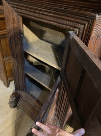 A gothic oak two-door cupboard with linenfold panels, Northern Germany, 16th C.