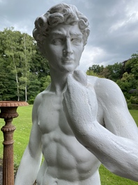 A white painted concrete sculpture of Apollo, 20th C.