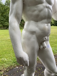 A white painted concrete sculpture of Apollo, 20th C.