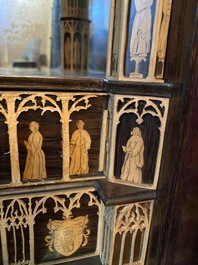 An exceptional Gothic Revival ebony and rosewood cabinet, unknown workshop in the greater Ghent area, 19th C.