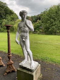 A white painted concrete sculpture of Apollo, 20th C.