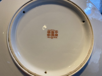 Three Chinese Cultural Revolution dishes, two signed Zhang Jian 章鑒 and Wu Kang 吳康, dated 1963 and 1968