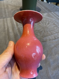 A Chinese monochrome ruby-glazed vase, 19th C.