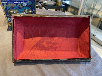 A Chinese rectangular cloisonn&eacute; censer and cover, Qing