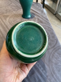 Three Chinese green-glazed vases, 19/20th C.