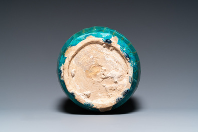 A turquoise-glazed Kashan albarello, Persia, 13th C.