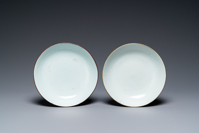 A pair of Chinese blue and white 'Bleu de Hue' plates for the Vietnamese market, Ngoạn ngọc 玩玉 mark, 19th C.