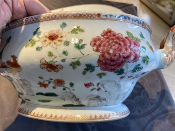 A Chinese famille rose tureen and cover on stand, Qianlong