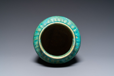 A turquoise-glazed Kashan albarello, Persia, 13th C.