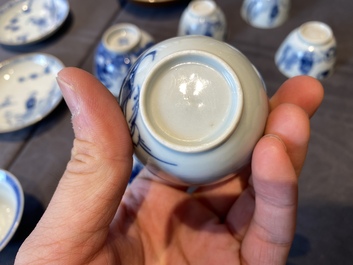 14 Chinese blue and white tea wares, Kangxi and later
