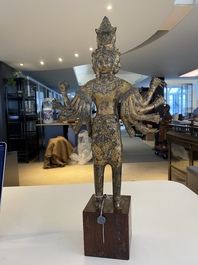 A gilt bronze sculpture of a Buddhist deity, Thailand or Cambodia, 18/19th C.