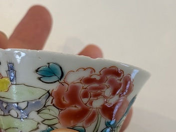 Tasse et soucoupe en porcelaine de Chine famille rose et une assiette 'Wu Shuang Pu', Yongzheng et 19&egrave;me