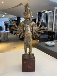 A gilt bronze sculpture of a Buddhist deity, Thailand or Cambodia, 18/19th C.