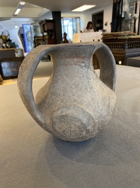 A Chinese grey pottery two-handled amphora, Han